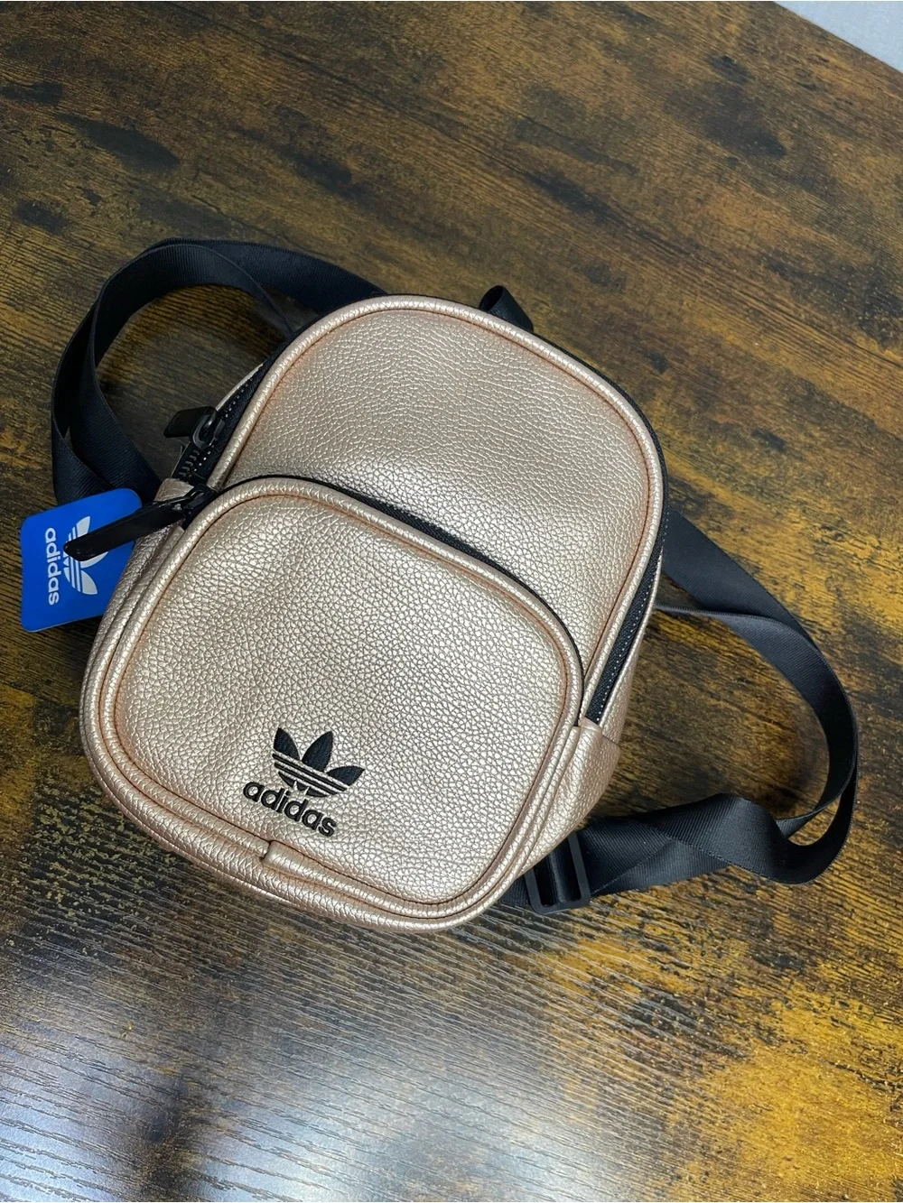 Adidas Unisex Metallic Rose Gold Mini Crossbody Bag